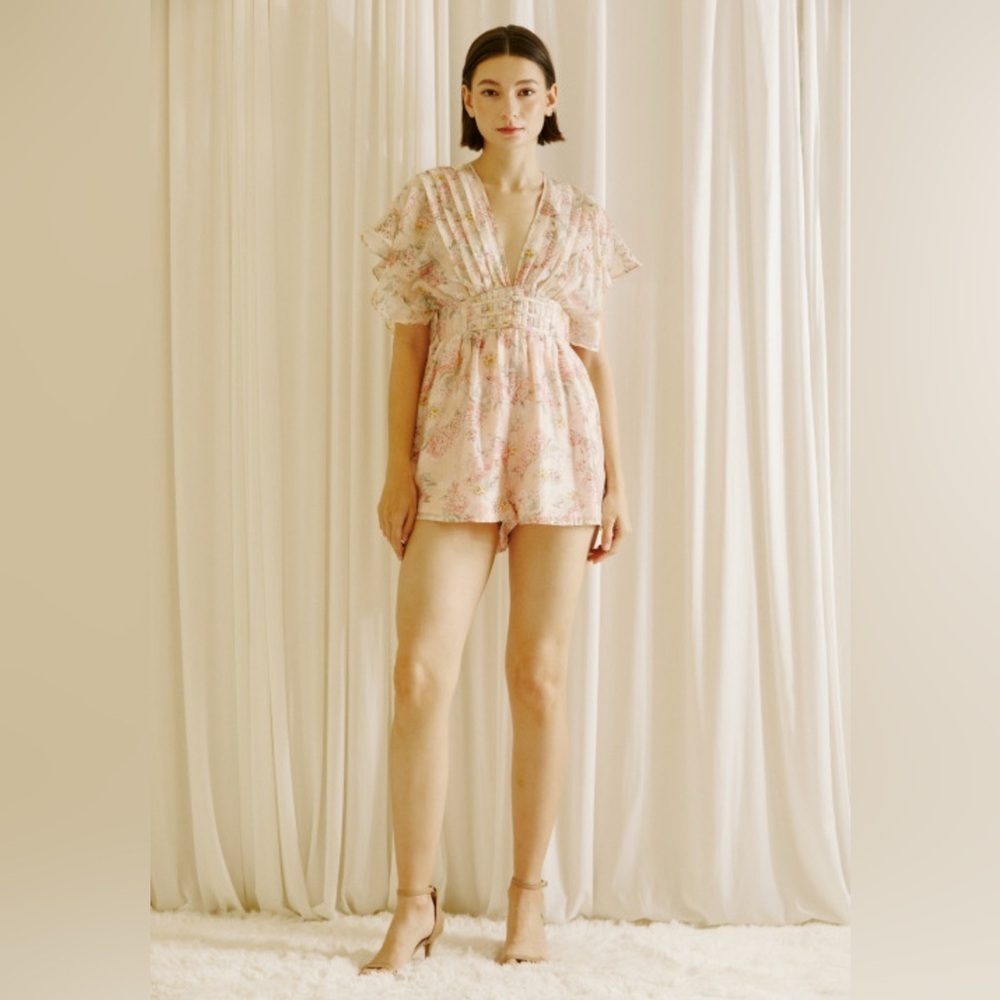 NWT STORIA Remembering Spring Floral Pleated Romper~Blush~Size M - Picture 4 of 15